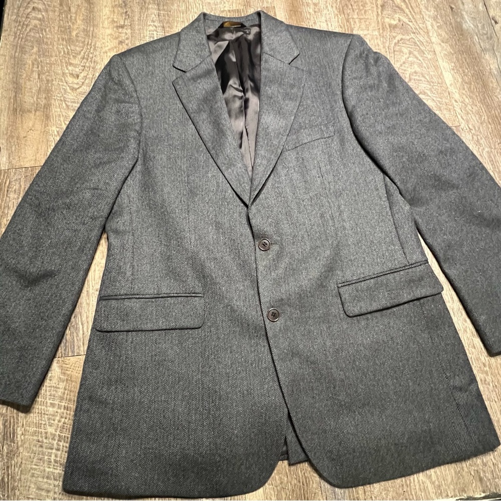 Men's‎ Brooks Brothers 346 Gray Herringbone Tonal Stripe 41R Blazer Jacket Coat